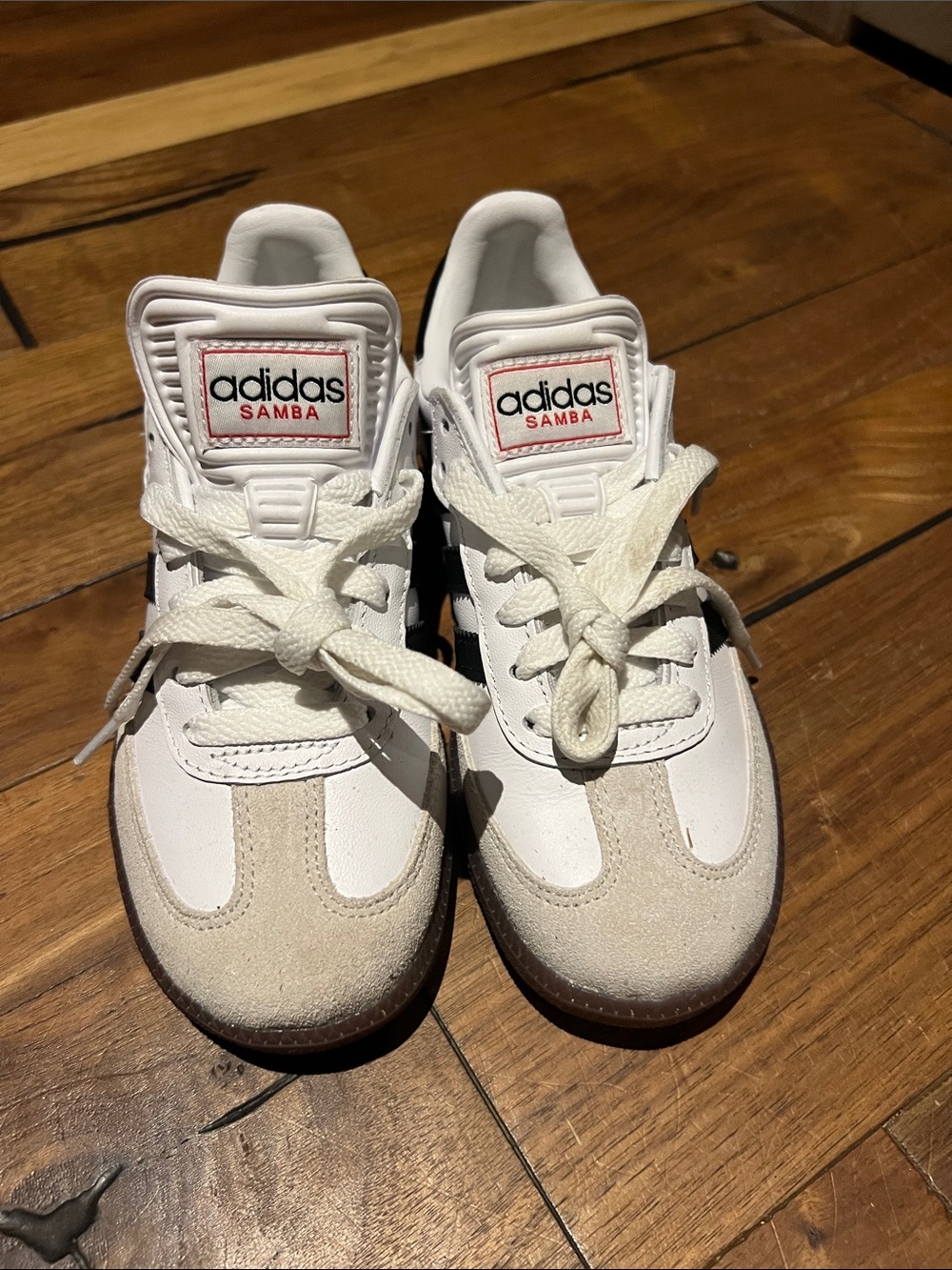 adidas Kids Samba White with Beige Suede Accents